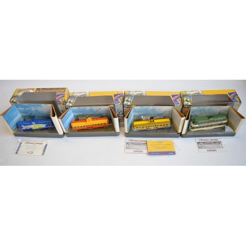 147 - Sixteen Corgi Original Omnibus Company 1/76 scale diecast Blackpool tram and Railcar models, all box... 