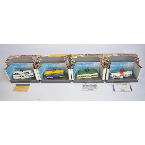 147 - Sixteen Corgi Original Omnibus Company 1/76 scale diecast Blackpool tram and Railcar models, all box... 