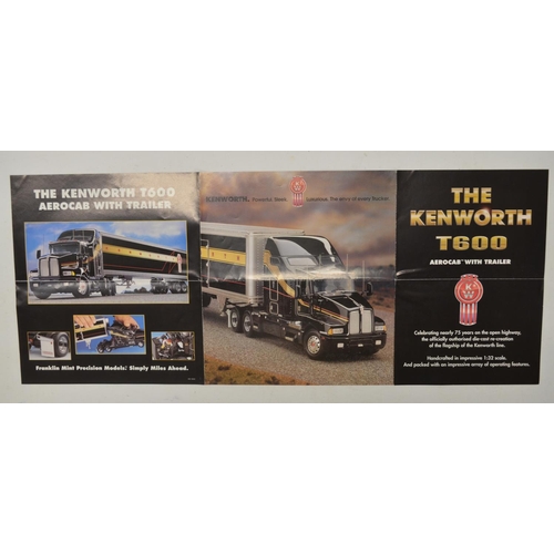 60 - Franklin Mint 1/32 scale highly detailed diecast Kenworth T600 Aerocab truck model, good overall con... 