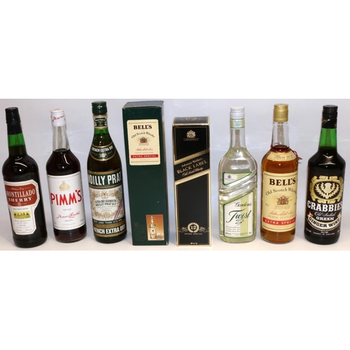 337 - Collection of whisky, spirits and fortified wines, incl. Johnnie Walker Black Label 75cl, two btls. ... 