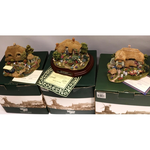 363 - Five boxed Lilliput Lane models: Old Scrumpy Farm L2394, The Enchanted Garden L2410, The Good Life L... 