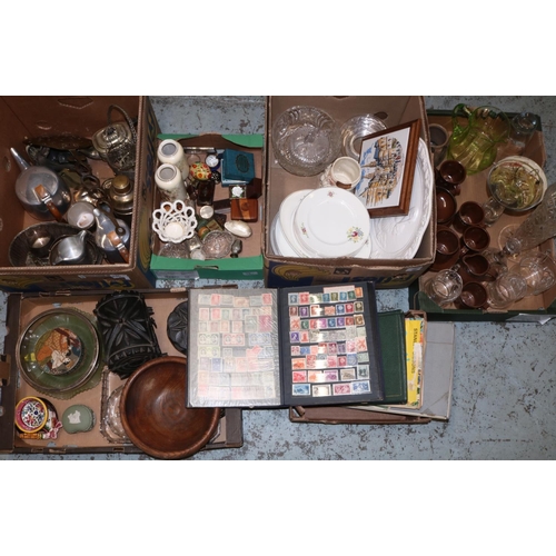 396 - Various metalware incl. Piquot Ware teaware; collection of all world stamps; ceramics incl. studio p... 