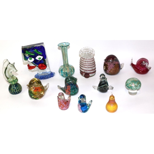 297 - Collection of art glass incl. Mdina and Glasform, predominantly paperweights, and a Murano/Picasso s... 