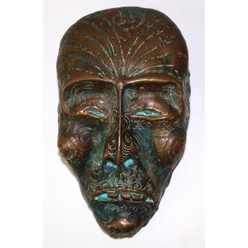 310 - Bronze Asian style mask, H22cm