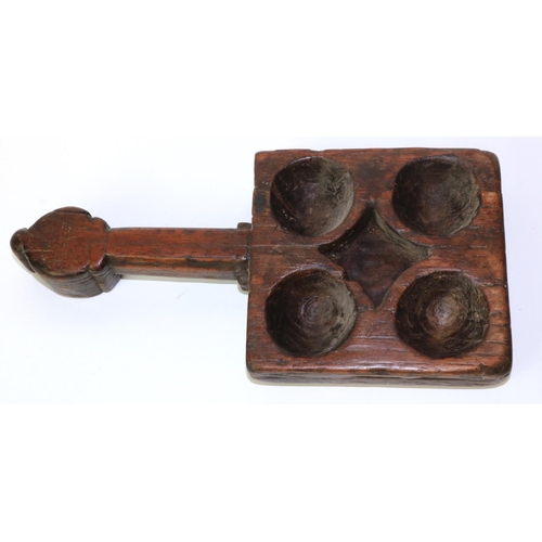 245 - C18th treen offertory/Church collection tray, L29cm