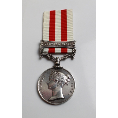 526 - Indian Mutiny Medal with Central India clasp, name polished away