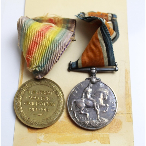 530 - WWI Victory Medal, British War Medal, and ribbon to 30418 Pte W.H. Whitehead E. Surrey reg.