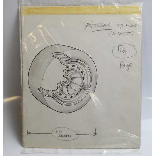 486 - 0riginal pen and ink production drawing of a power steering pump for a 1964 Rolls Royce Princess for... 