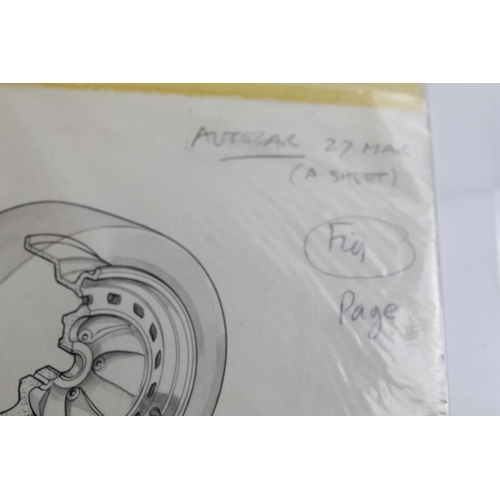 486 - 0riginal pen and ink production drawing of a power steering pump for a 1964 Rolls Royce Princess for... 