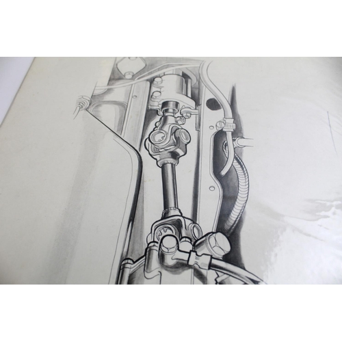 486 - 0riginal pen and ink production drawing of a power steering pump for a 1964 Rolls Royce Princess for... 