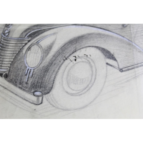 490 - Pen and ink drawing illustrating the changing of the car body styles. With artists notes, published ... 