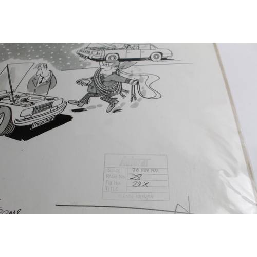 495 - Pair of original pen and ink drawings by Arnold Lerner. 'Jump start' and 'Snob 1'. Both for issues o... 