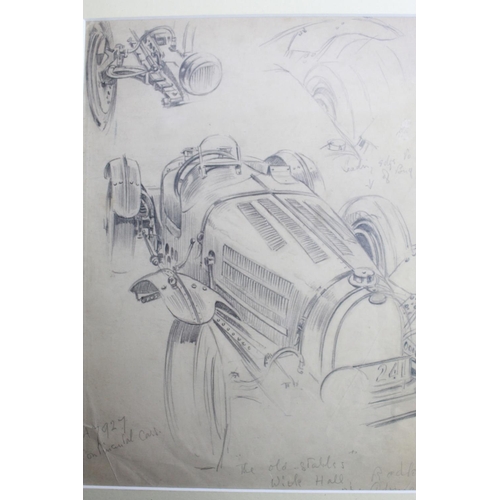 511 - Pencil drawing taken from George Lanes sketchbook of a Type 51 Bugatti, with artists notes. Frame 40... 