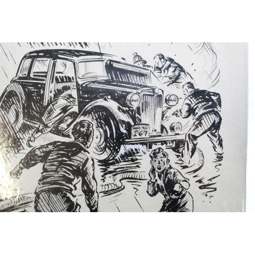 512 - George Lane. Pen and ink sketch 12/1/49 titled 'The Motor'. 36cmx28cm. Pen and ink sketch. 'Put out ... 