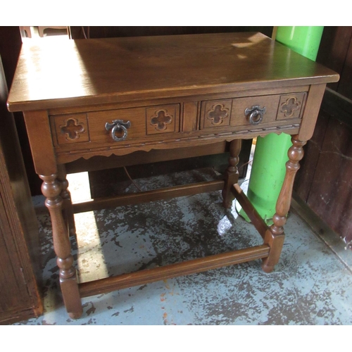 636 - Reproduction oak bookcase with two part glazed panel doors and adjustable shelves on bracket feet, W... 