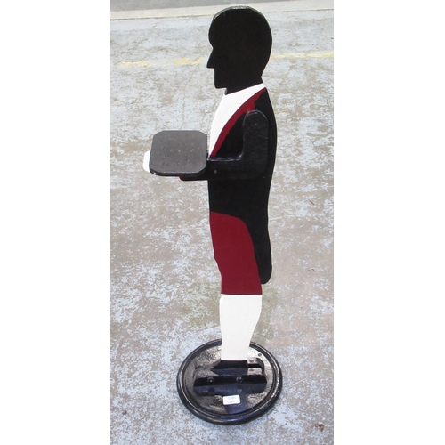 637 - Edwardian style waiter painted as a Butler supporting a tray,  H90cm