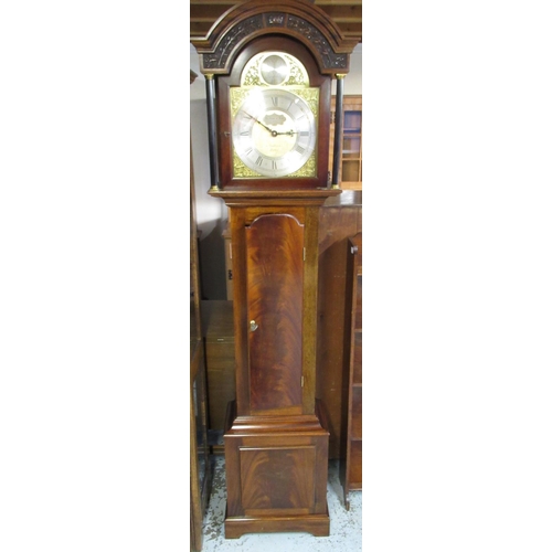 640 - Smallcombe England 1981 Princess of Wales longcase clock, arched top mahogany case with signed brass... 