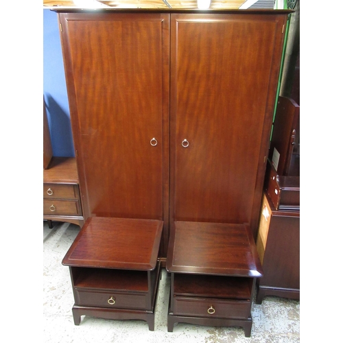 644 - Stag Minstrel bedroom suite comprising; wardrobe W128cm, dressing table, low chest of drawers with m... 