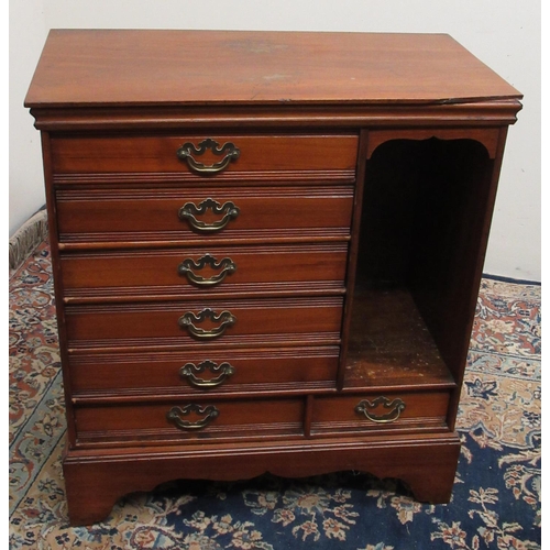 696 - Edwardian walnut Stone's Patent 'Mozart' Music Cabinet with seven fall front drawers and an alcove o... 