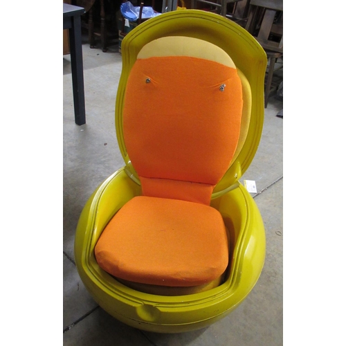 711 - 1960's 'Garden Egg Chair' designed by Peter Ghyczy with oval yellow hinged body and upholstery, and ... 