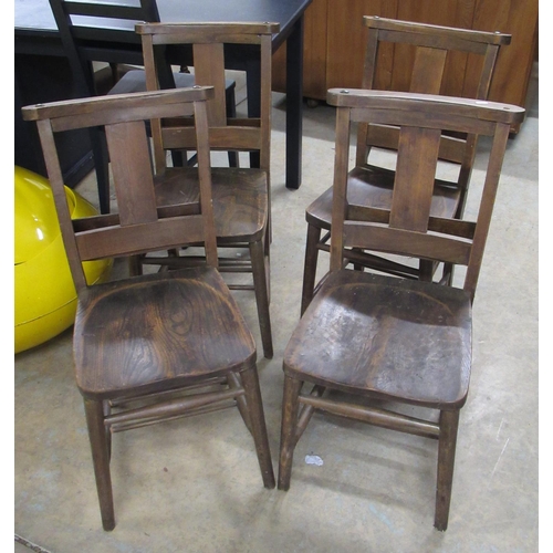 719 - Set of four early C20th chapel chairs with solid seats on turned supports (4)