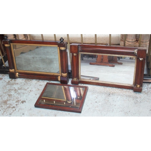 629 - Victorian rosewood framed overmantel mirror, with gilt detail, and similar mahogany mirror and a sma... 