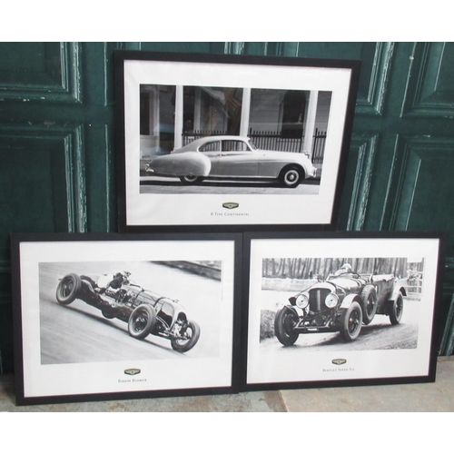 536 - WITHDRAWN  Three monochrome Bentley prints 'R-Type Continental, Birkin Blower & Six Speed' 59cm x 78... 