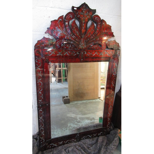 663 - WITHDRAWN Large Venetian style wall mirror, rectangular bevelled plate in coloured acrylic frame, H1... 