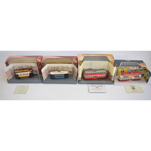 151 - Seventeen 1/76 scale Corgi Tramlines and Original Omnibus Company diecast tram models, all boxed to ... 