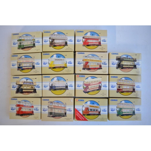 154 - Fifteen boxed diecast Corgi 1/76 scale Classic Commercials range tram models to include standard and... 