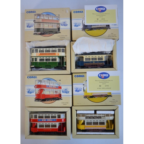 154 - Fifteen boxed diecast Corgi 1/76 scale Classic Commercials range tram models to include standard and... 