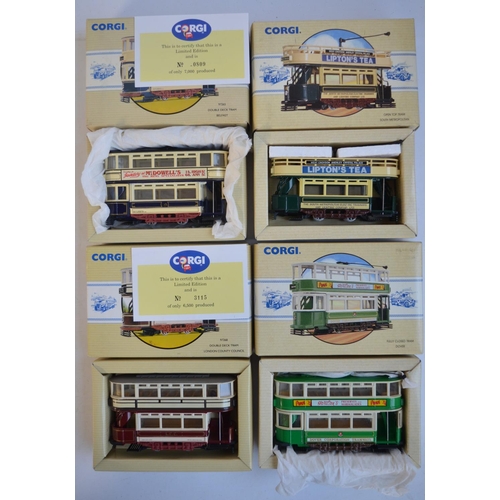 154 - Fifteen boxed diecast Corgi 1/76 scale Classic Commercials range tram models to include standard and... 