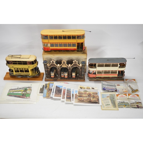 157 - Collection of tram related models, postcards and other ephemera to include a Charles D Forster tram ... 