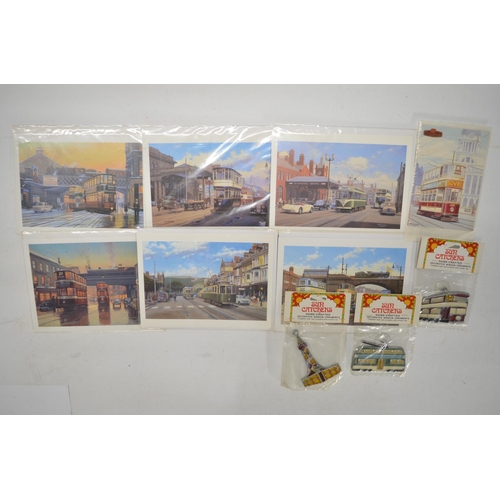 157 - Collection of tram related models, postcards and other ephemera to include a Charles D Forster tram ... 