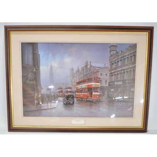 158 - Collection of tram related pictures and books to incl. textured print by Don Brekin (85.5x60cm), Cit... 