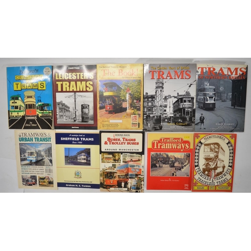 158 - Collection of tram related pictures and books to incl. textured print by Don Brekin (85.5x60cm), Cit... 