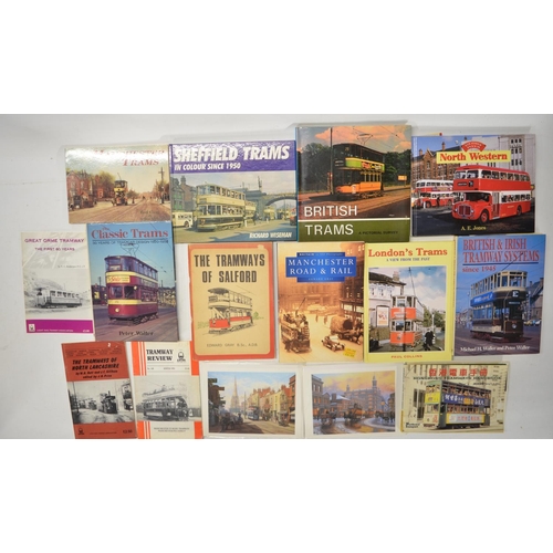 158 - Collection of tram related pictures and books to incl. textured print by Don Brekin (85.5x60cm), Cit... 