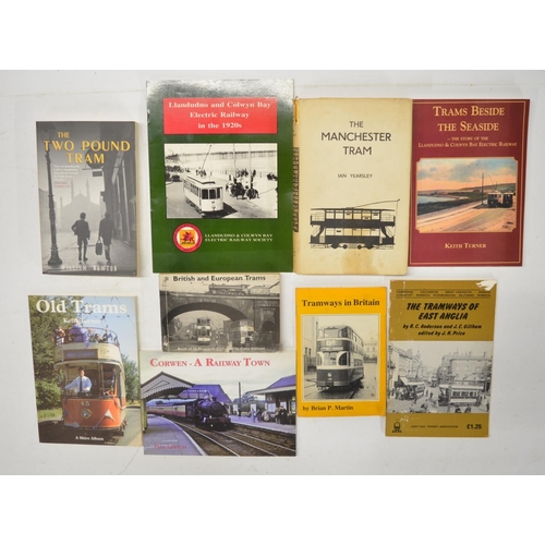 158 - Collection of tram related pictures and books to incl. textured print by Don Brekin (85.5x60cm), Cit... 