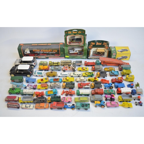 159 - Collection of play worn vintage diecast model vehicles, mostly Matchbox/Lesney and 5 boxed larger sc... 