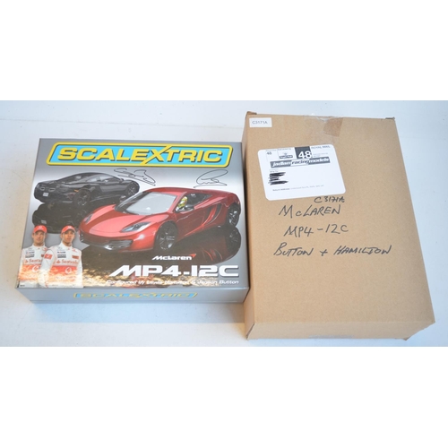 167 - Scalextric C3171A limited edition McLaren MP-4-121C 2 car racing set Jenson Button/Lewis Hamilton co... 