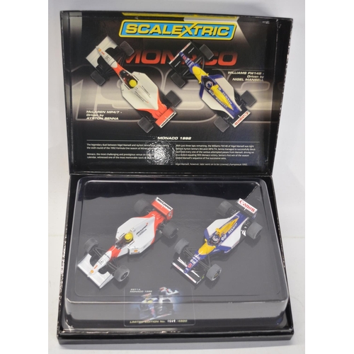 173 - Scalextric 2971A limited edition Monaco 1992 2 car racing set, 569/4500 with Ayrton Senna McLaren MP... 