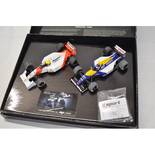 173 - Scalextric 2971A limited edition Monaco 1992 2 car racing set, 569/4500 with Ayrton Senna McLaren MP... 