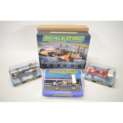 174 - Modern Scalextric C3544A Legends limited edition Team Lotus Type 49 vs McLaren M7c 2 car racing set,... 