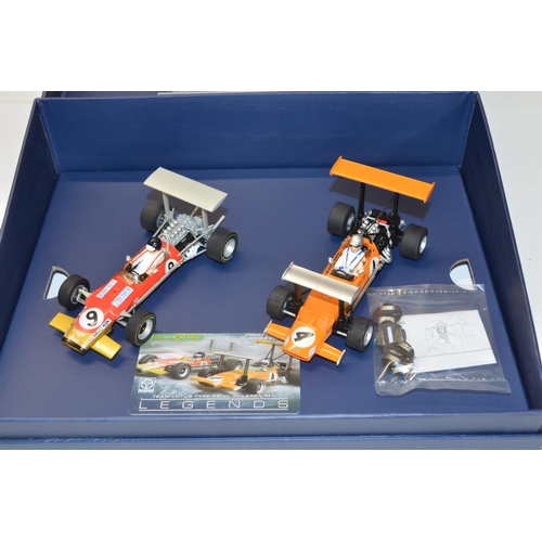 174 - Modern Scalextric C3544A Legends limited edition Team Lotus Type 49 vs McLaren M7c 2 car racing set,... 