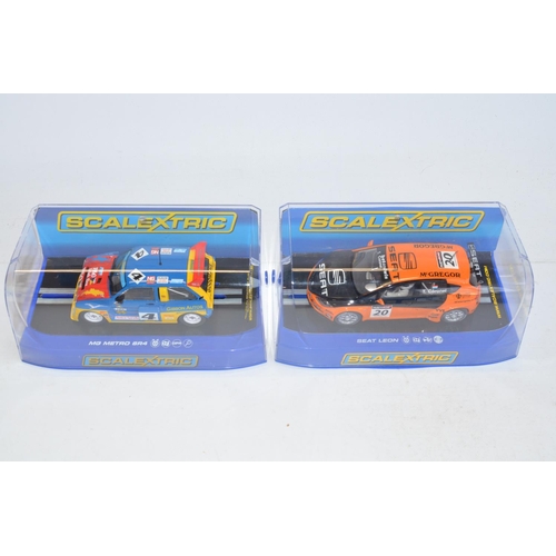 183 - Six Scalextric rally slot racing car models to include C2682 Mitsubishi Lancer Evolution 7 WRC Colle... 