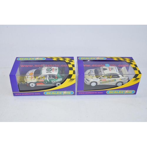 183 - Six Scalextric rally slot racing car models to include C2682 Mitsubishi Lancer Evolution 7 WRC Colle... 