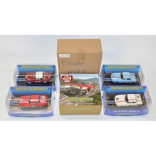 194 - Five as new/never run Scalextric MGB slot car racing models to include C3312 1964 Sebring, C3415 No4... 