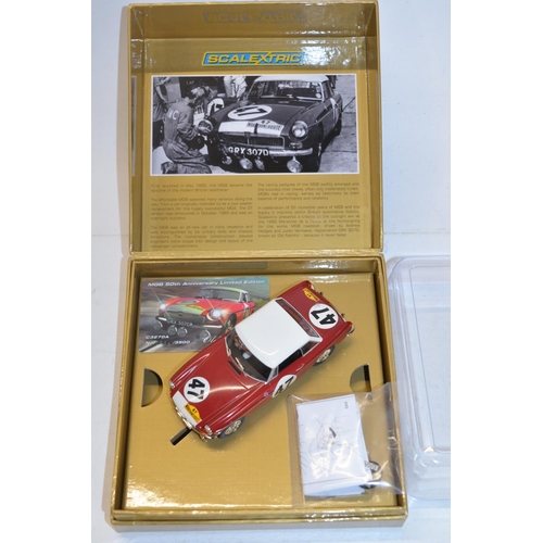 194 - Five as new/never run Scalextric MGB slot car racing models to include C3312 1964 Sebring, C3415 No4... 