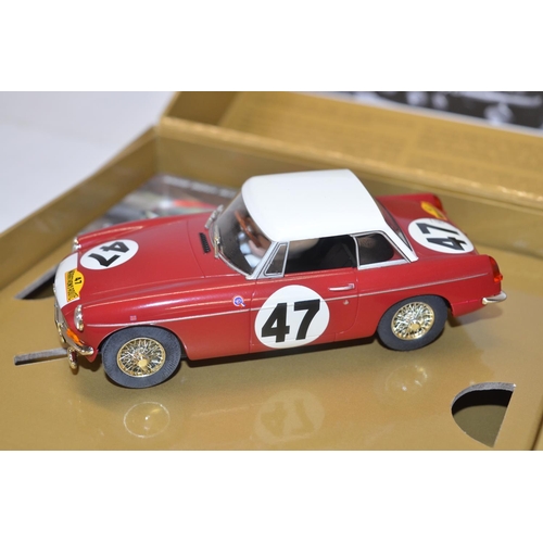 194 - Five as new/never run Scalextric MGB slot car racing models to include C3312 1964 Sebring, C3415 No4... 