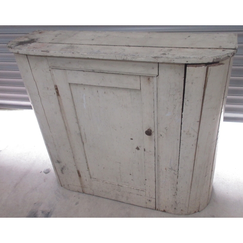 665 - Later painted pine D shaped side cabinet, with single panel door, W108cm D35cn H94cm